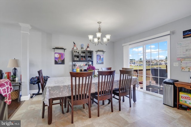 dining room with an inviting chandelier