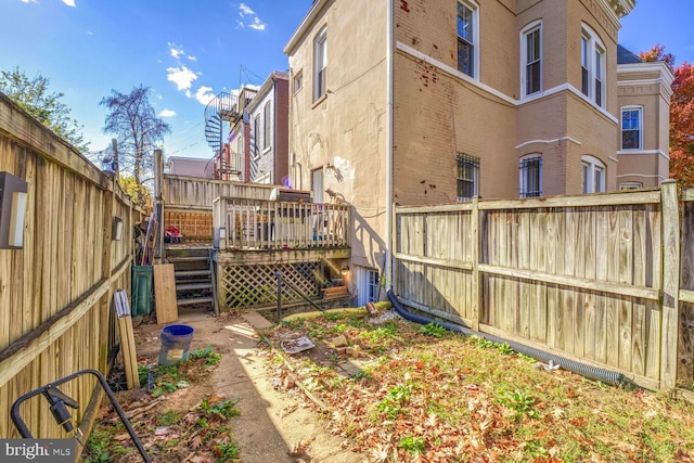 view of yard with a deck