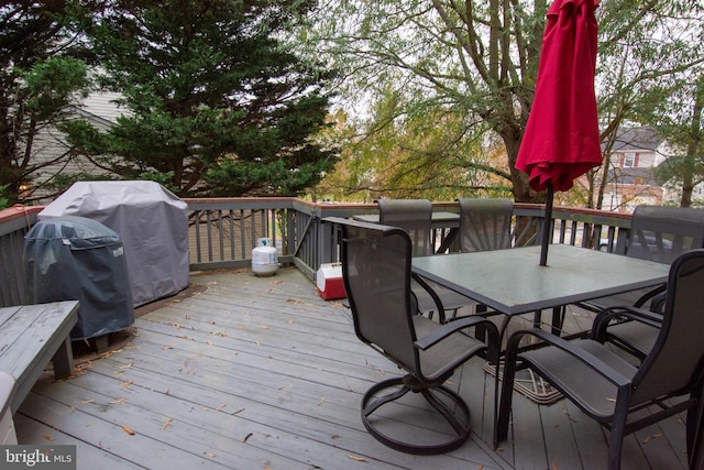 deck featuring grilling area