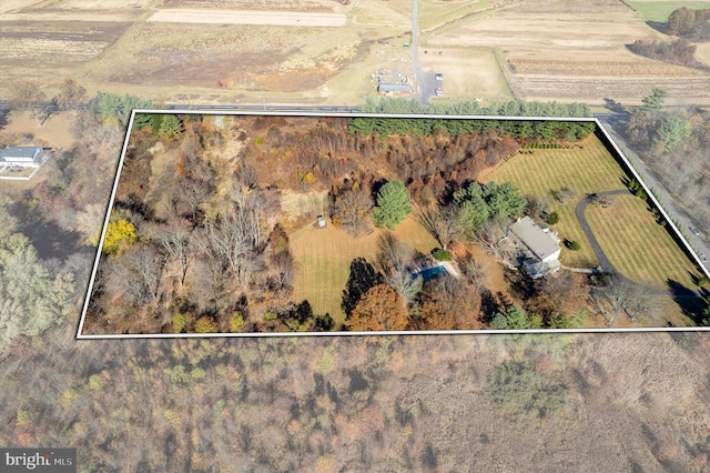 aerial view featuring a rural view