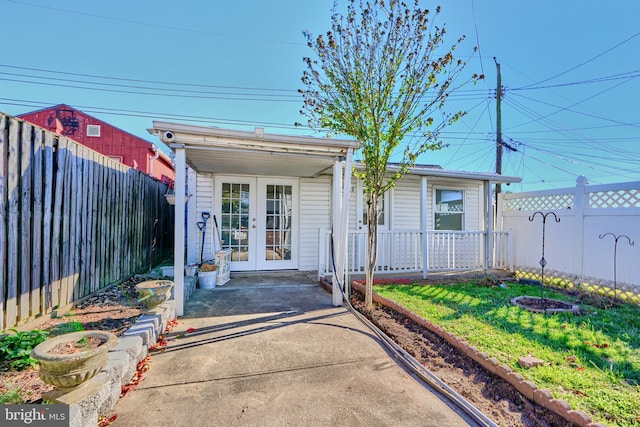 view of front of home with french doors