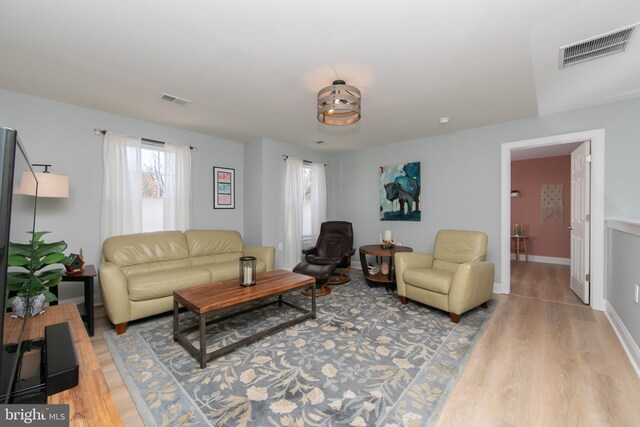 living room with light wood-type flooring