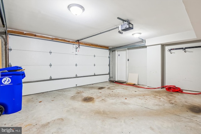 garage with a garage door opener