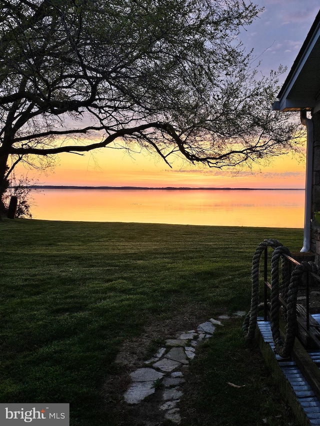 view of yard at dusk