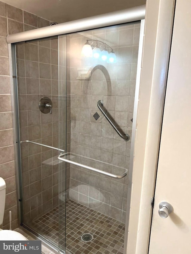16 Stonehenge Cir Unit 16-5, Pikesville, MD 21208 - bathroom with toilet and a shower stall
