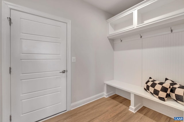 mudroom featuring light hardwood / wood-style flooring