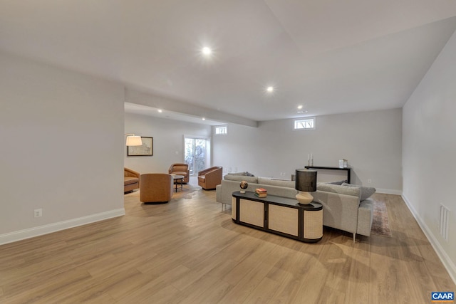 living room featuring light hardwood / wood-style floors