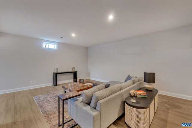 living room featuring light hardwood / wood-style flooring