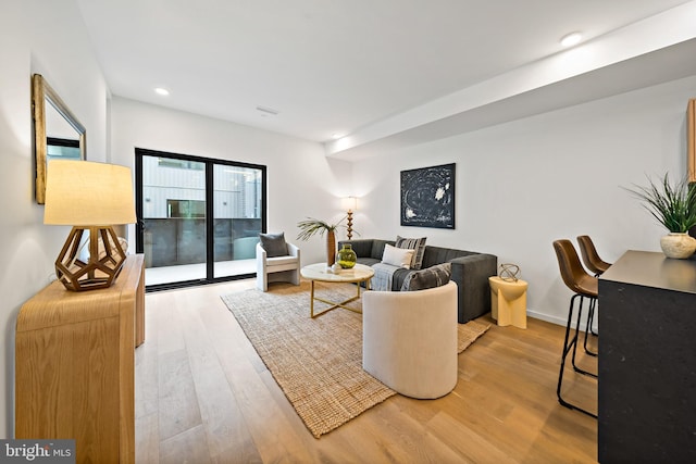 living room featuring light hardwood / wood-style flooring