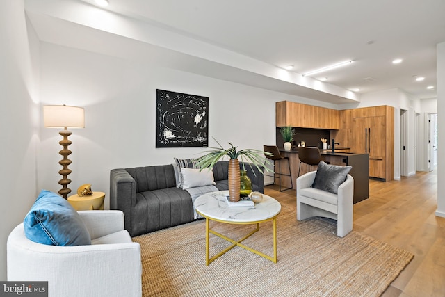 living room with light wood-type flooring