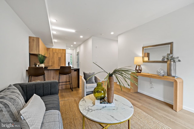 living room with light hardwood / wood-style floors