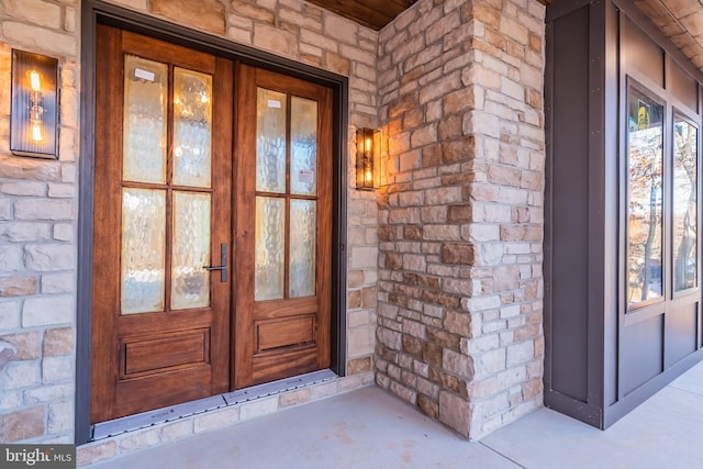 entrance to property with french doors