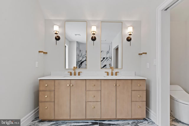 bathroom with toilet and vanity