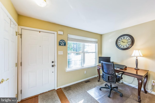 office featuring hardwood / wood-style floors