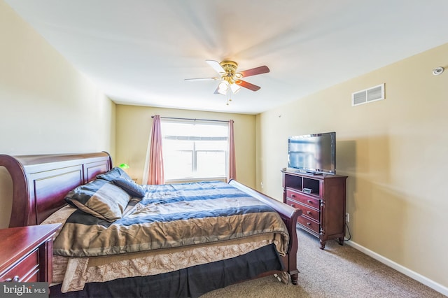 bedroom with carpet and ceiling fan