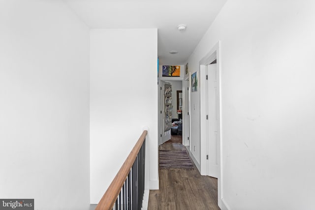 corridor with dark wood-type flooring