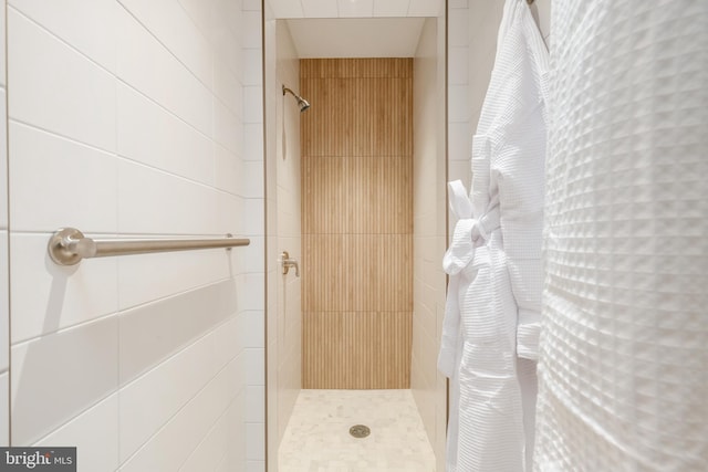 bathroom with a shower with curtain