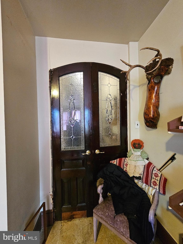 foyer entrance with french doors