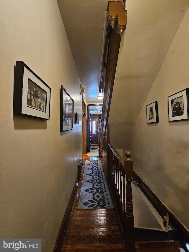 hallway featuring dark hardwood / wood-style flooring