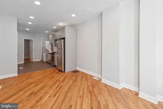 unfurnished living room with light hardwood / wood-style floors