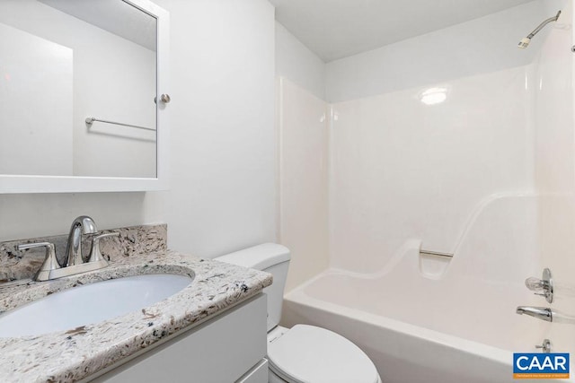 full bathroom with vanity, toilet, and shower / bathing tub combination