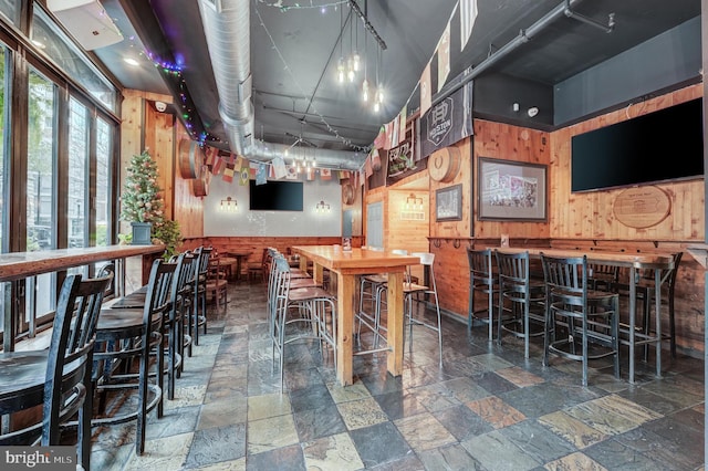 interior space with wood walls