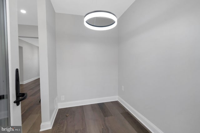 interior space with dark wood-type flooring