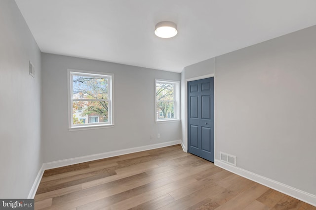 empty room featuring light wood-type flooring