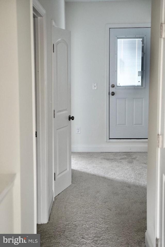 hallway with carpet flooring