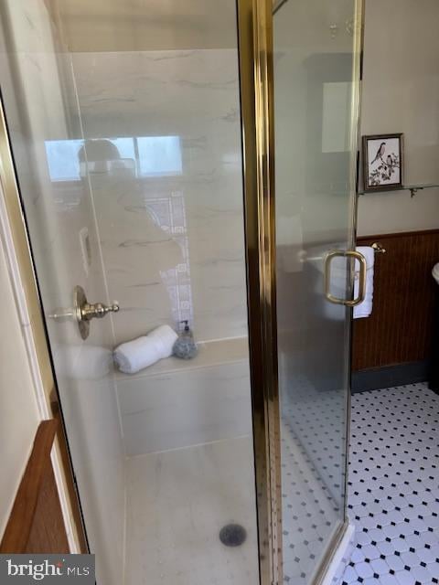 bathroom featuring walk in shower