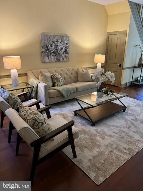 living room with wood-type flooring