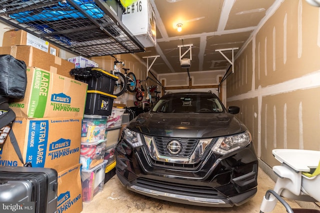 garage with a garage door opener