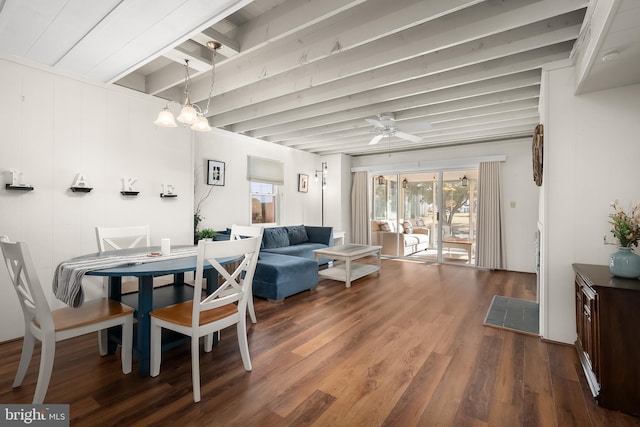 interior space with dark hardwood / wood-style flooring and ceiling fan