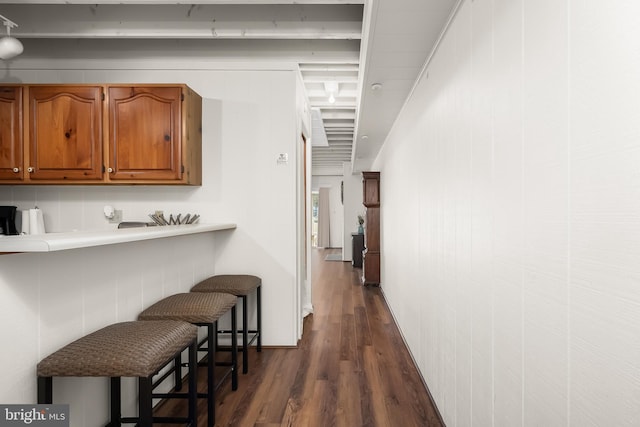 hallway featuring dark wood-type flooring