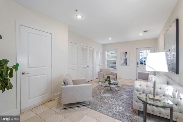 view of tiled living room