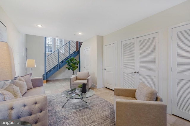 view of tiled living room