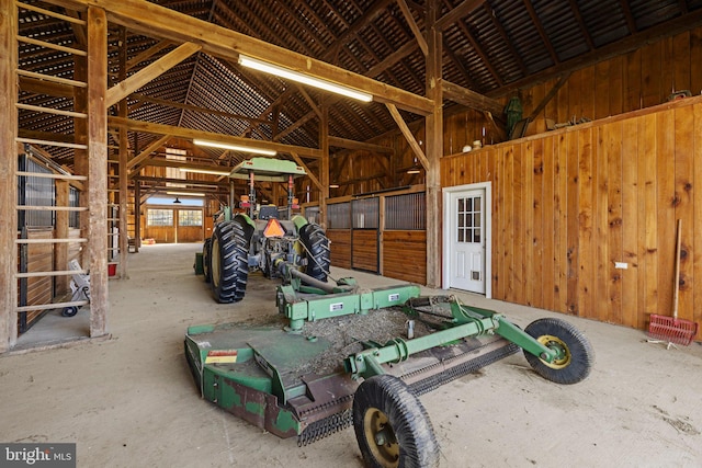 interior space with wooden walls