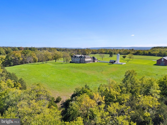 bird's eye view featuring a rural view