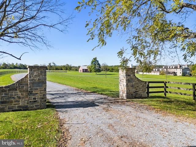 view of road featuring a rural view