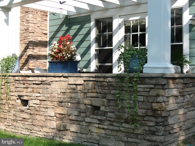 exterior space featuring a skylight