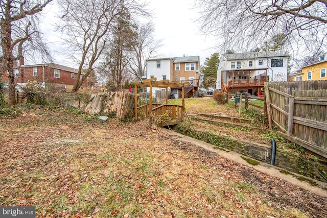 view of yard featuring a deck