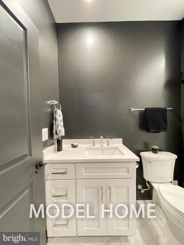 bathroom with toilet and vanity