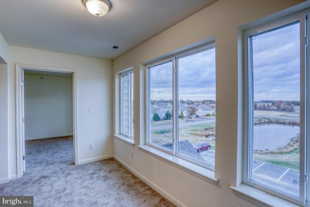 spare room with light colored carpet and plenty of natural light