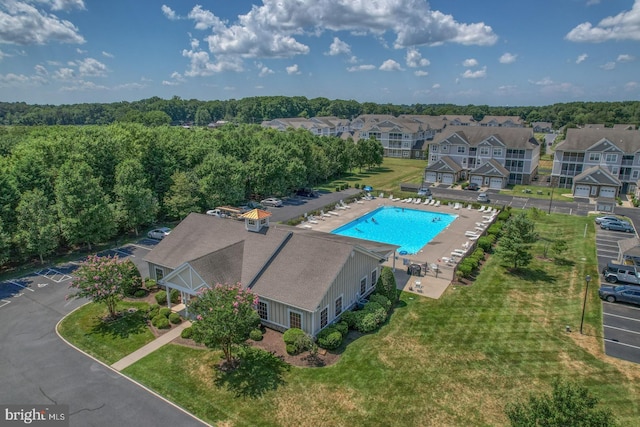 5003 E Pebble Ln Unit J, Milford, DE 19963 - aerial perspective of suburban area featuring a pool area