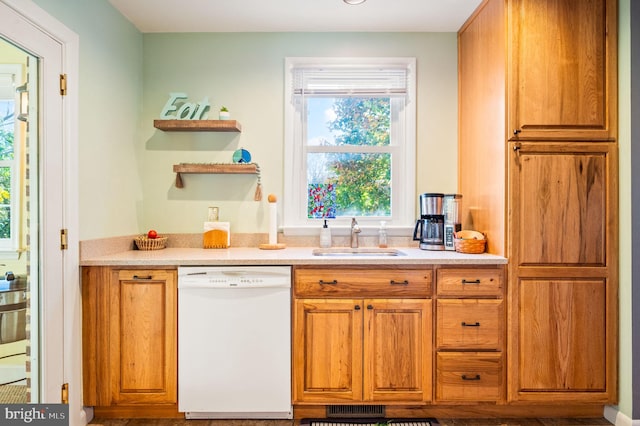 kitchen featuring sink and white dishwasher