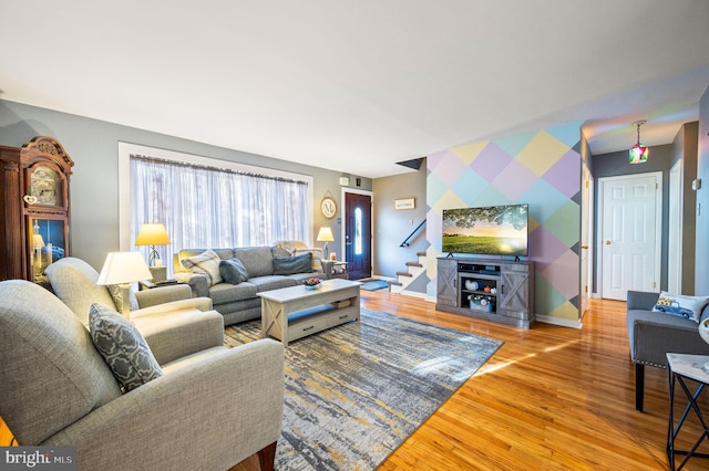 living room with wood-type flooring