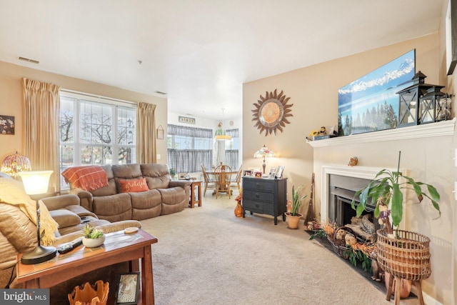 living room with carpet floors