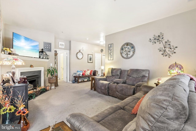 living room featuring carpet