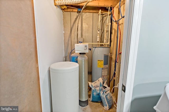 utility room with water heater