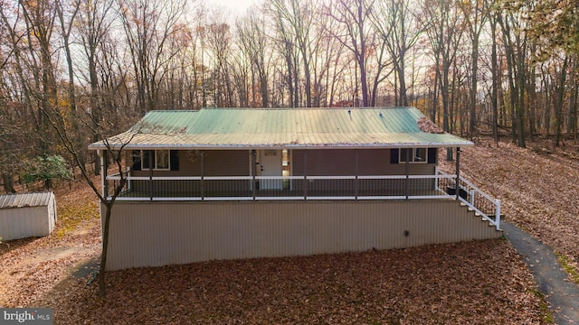 view of home's exterior with a porch